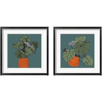 Framed Retro Pot On Teal 2 Piece Framed Art Print Set