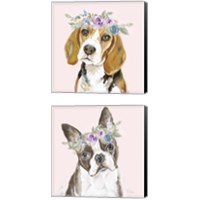 Framed 'Flower Crown Pet 2 Piece Canvas Print Set' border=