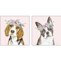 Framed 'Flower Crown Pet 2 Piece Art Print Set' border=