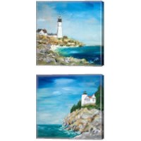 Framed 'Lighthouse on the Rocky Shore 2 Piece Canvas Print Set' border=