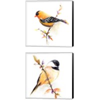 Framed 'Watercolor Bird 2 Piece Canvas Print Set' border=