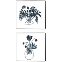 Framed 'Indigo Floral Study 2 Piece Canvas Print Set' border=