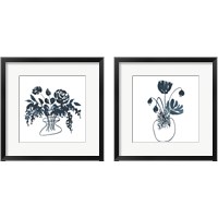 Framed 'Indigo Floral Study 2 Piece Framed Art Print Set' border=
