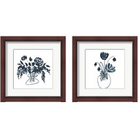 Framed 'Indigo Floral Study 2 Piece Framed Art Print Set' border=