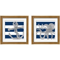 Framed 'Silver Coastal on Blue  2 Piece Framed Art Print Set' border=