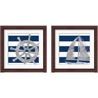 Framed 'Silver Coastal on Blue  2 Piece Framed Art Print Set' border=