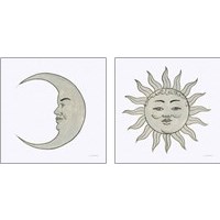 Framed Moon & Sun 2 Piece Art Print Set