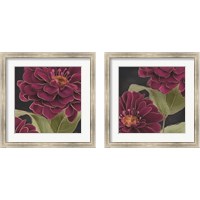 Framed 'Burgundy Floral 2 Piece Framed Art Print Set' border=