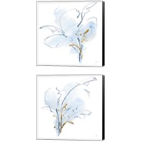 Framed Blue and Gold Floral 2 Piece Canvas Print Set