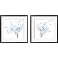 Framed 'Blue and Gold Floral 2 Piece Framed Art Print Set' border=