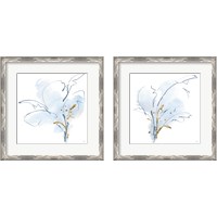 Framed 'Blue and Gold Floral 2 Piece Framed Art Print Set' border=