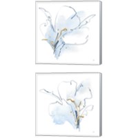 Framed 'Blue and Gold Floral 2 Piece Canvas Print Set' border=