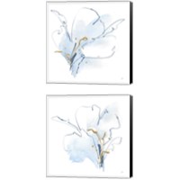 Framed 'Blue and Gold Floral 2 Piece Canvas Print Set' border=