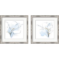 Framed 'Blue and Gold Floral 2 Piece Framed Art Print Set' border=
