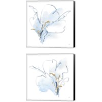 Framed Blue and Gold Floral 2 Piece Canvas Print Set