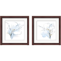 Framed 'Blue and Gold Floral 2 Piece Framed Art Print Set' border=