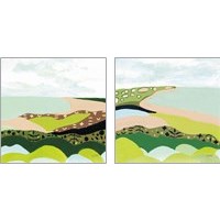 Framed 'Vibrant Seascape 2 Piece Art Print Set' border=