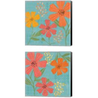 Framed 'Mod Floral  2 Piece Canvas Print Set' border=