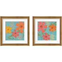 Framed 'Mod Floral  2 Piece Framed Art Print Set' border=