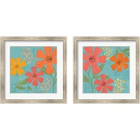 Framed 'Mod Floral  2 Piece Framed Art Print Set' border=