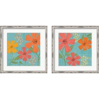 Framed 'Mod Floral  2 Piece Framed Art Print Set' border=