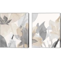 Framed 'Muted Delicate Floral 2 Piece Canvas Print Set' border=