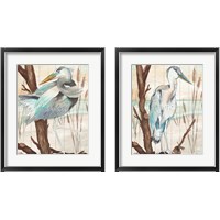 Framed 'Heron On Branch 2 Piece Framed Art Print Set' border=