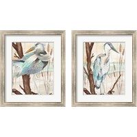 Framed Heron On Branch 2 Piece Framed Art Print Set