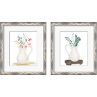 Framed 'Farmhouse Pitcher With Flowers 2 Piece Framed Art Print Set' border=
