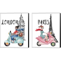 Framed 'By Moped 2 Piece Canvas Print Set' border=