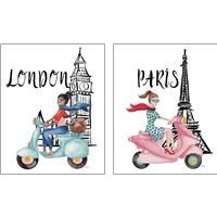 Framed 'By Moped 2 Piece Art Print Set' border=