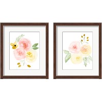 Framed 'Watercolor Roses 2 Piece Framed Art Print Set' border=