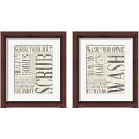 Framed Bath Reminders in Gray 2 Piece Framed Art Print Set