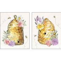 Framed 'Honeybee Blossoms 2 Piece Art Print Set' border=
