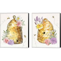 Framed 'Honeybee Blossoms 2 Piece Canvas Print Set' border=