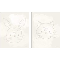 Framed 'Soft Animal 2 Piece Art Print Set' border=