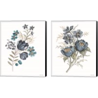 Framed 'Blue Botanical 2 Piece Canvas Print Set' border=
