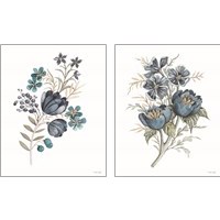 Framed 'Blue Botanical 2 Piece Art Print Set' border=