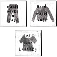 Framed 'Laundry Rules 3 Piece Canvas Print Set' border=