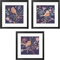 Framed Royal Birds Purple 3 Piece Framed Art Print Set