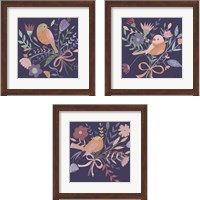 Framed 'Royal Birds Purple 3 Piece Framed Art Print Set' border=