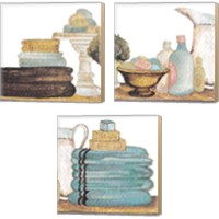 Framed 'Gold Bath Accessories 3 Piece Canvas Print Set' border=