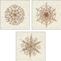 Framed 'Elegant Season Snowflake 3 Piece Art Print Set' border=