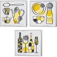 Framed 'Modern Kitchen  3 Piece Canvas Print Set' border=