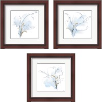 Framed Blue and Gold Floral 3 Piece Framed Art Print Set