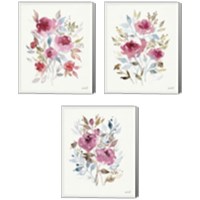 Framed 'Soft Bouquet 3 Piece Canvas Print Set' border=
