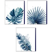 Framed 'Teal Palm Frond 3 Piece Canvas Print Set' border=