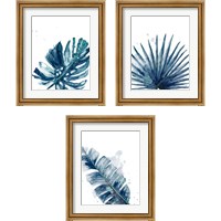 Framed 'Teal Palm Frond 3 Piece Framed Art Print Set' border=