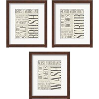 Framed 'Bath Reminders in Gray 3 Piece Framed Art Print Set' border=