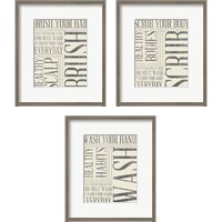 Framed Bath Reminders in Gray 3 Piece Framed Art Print Set